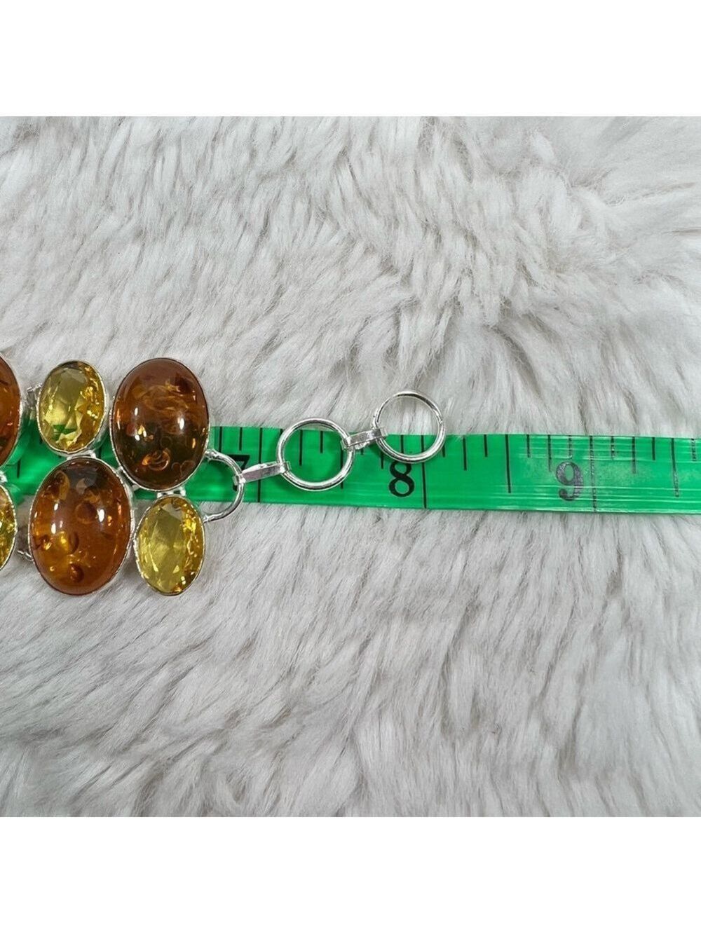 Amber & Citrine 925 Large synthetic stones Necklace Bracelet & ONE Earring ONLY - Picture 14 of 17